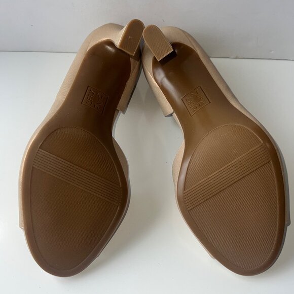 Naturalizer Open-Toe D'Orsay High Heels Gold Faux Leather Womens Size 10W - Picture 6 of 13